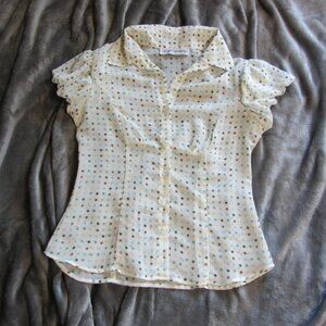 5 for $30 - no appt necessary polka dot blouse size medium (CL355)